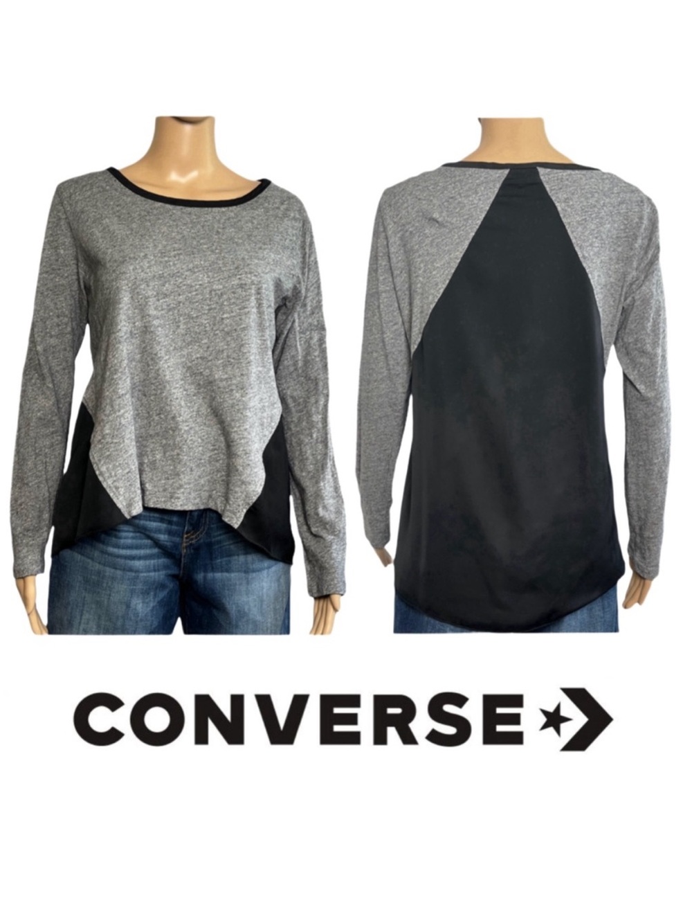 $8 if bundled Converse One Star 2 Fabric Color Blocked Long Sleeve Top Large